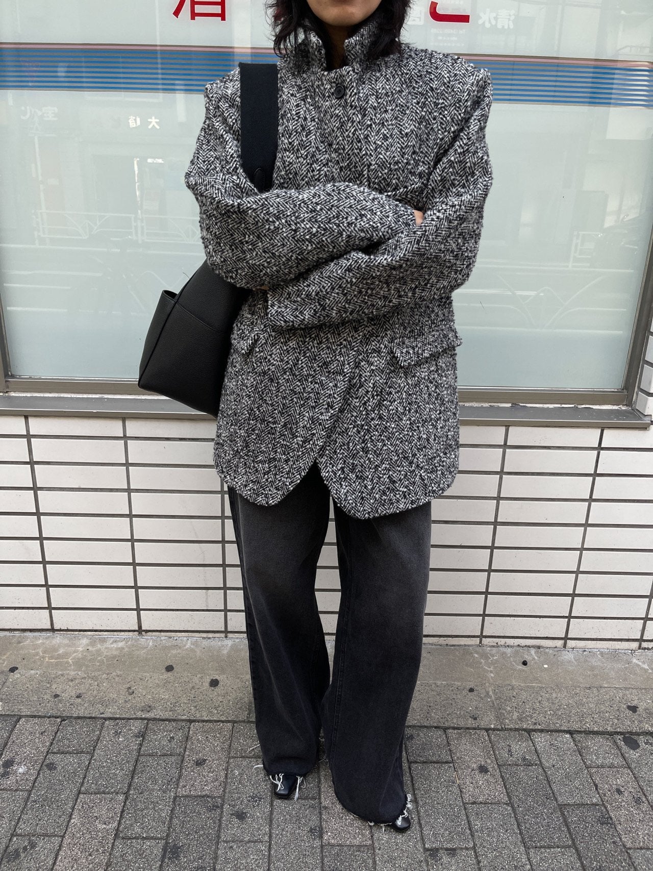Wool Herringbone Blazer Coat