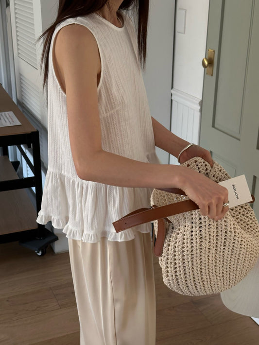 <Essential> Cotton Dobby Peplum Top