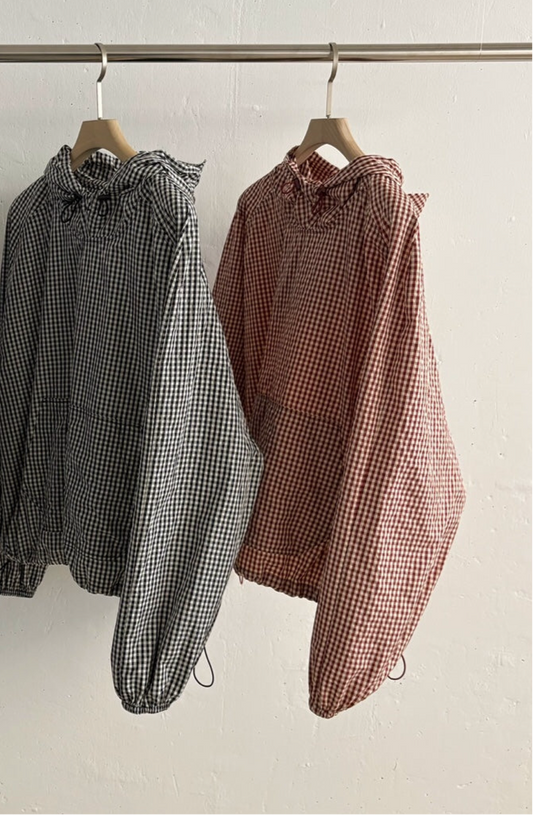 Gingham Nylon Windbreaker