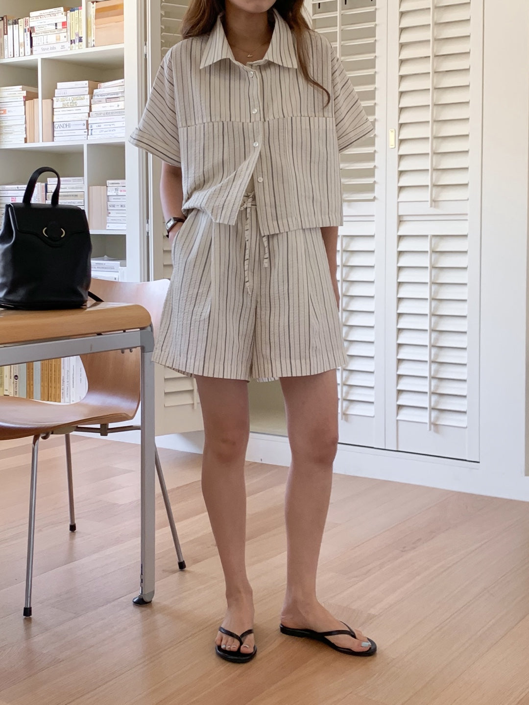 Seersucker Crop Shirt