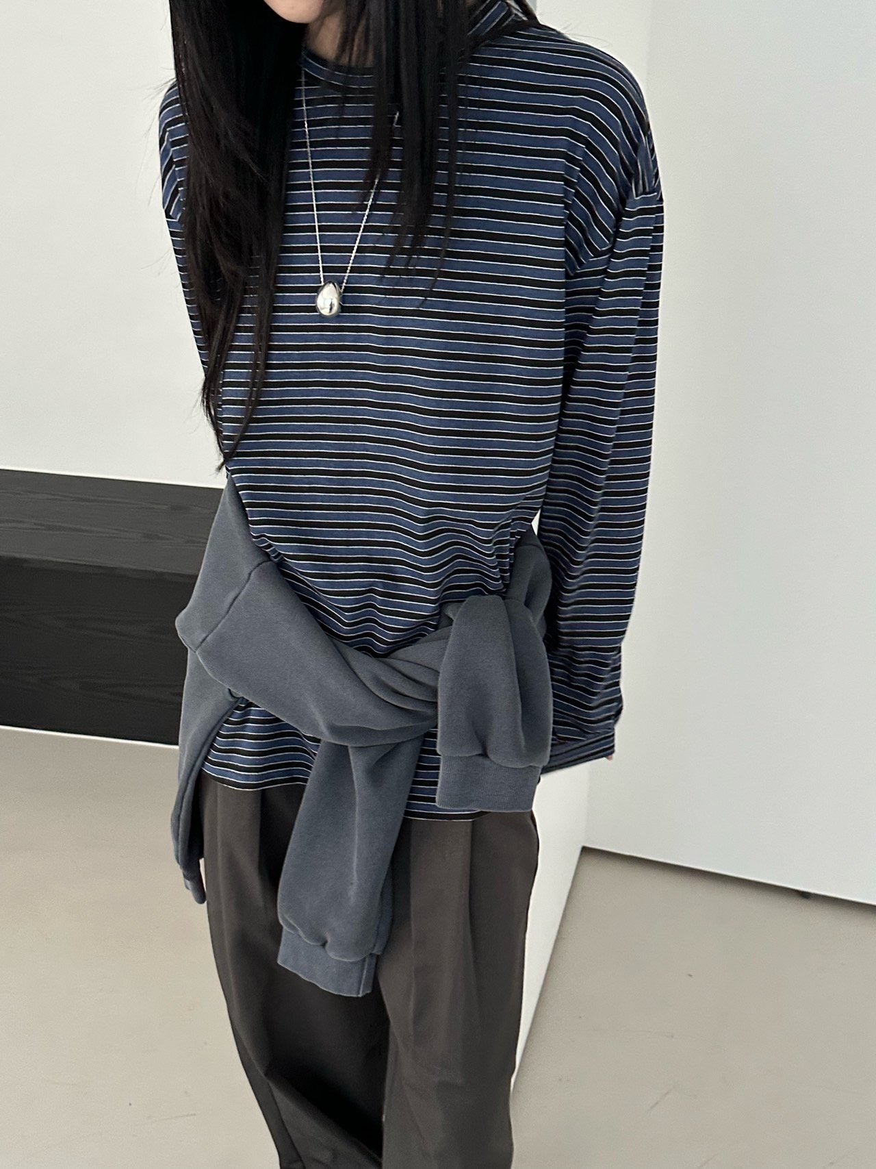 <Essential> Cotton Stripe Boyfriend T