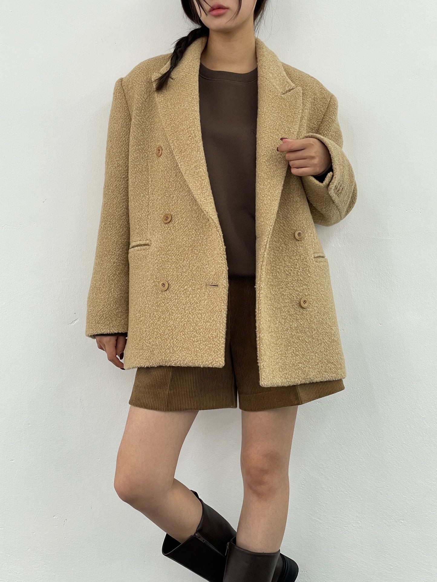 Alpaca Wool Boucle Blazer Coat