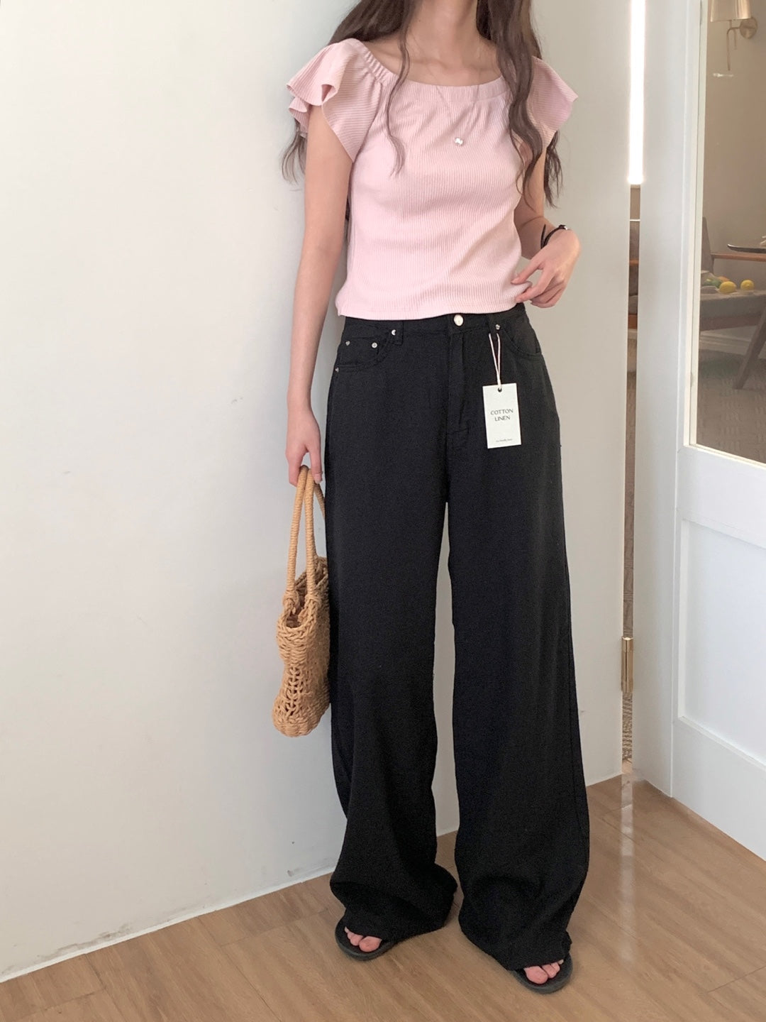 <Essential><Pre-order>Linen-like Washed 5 Pocket Pants
