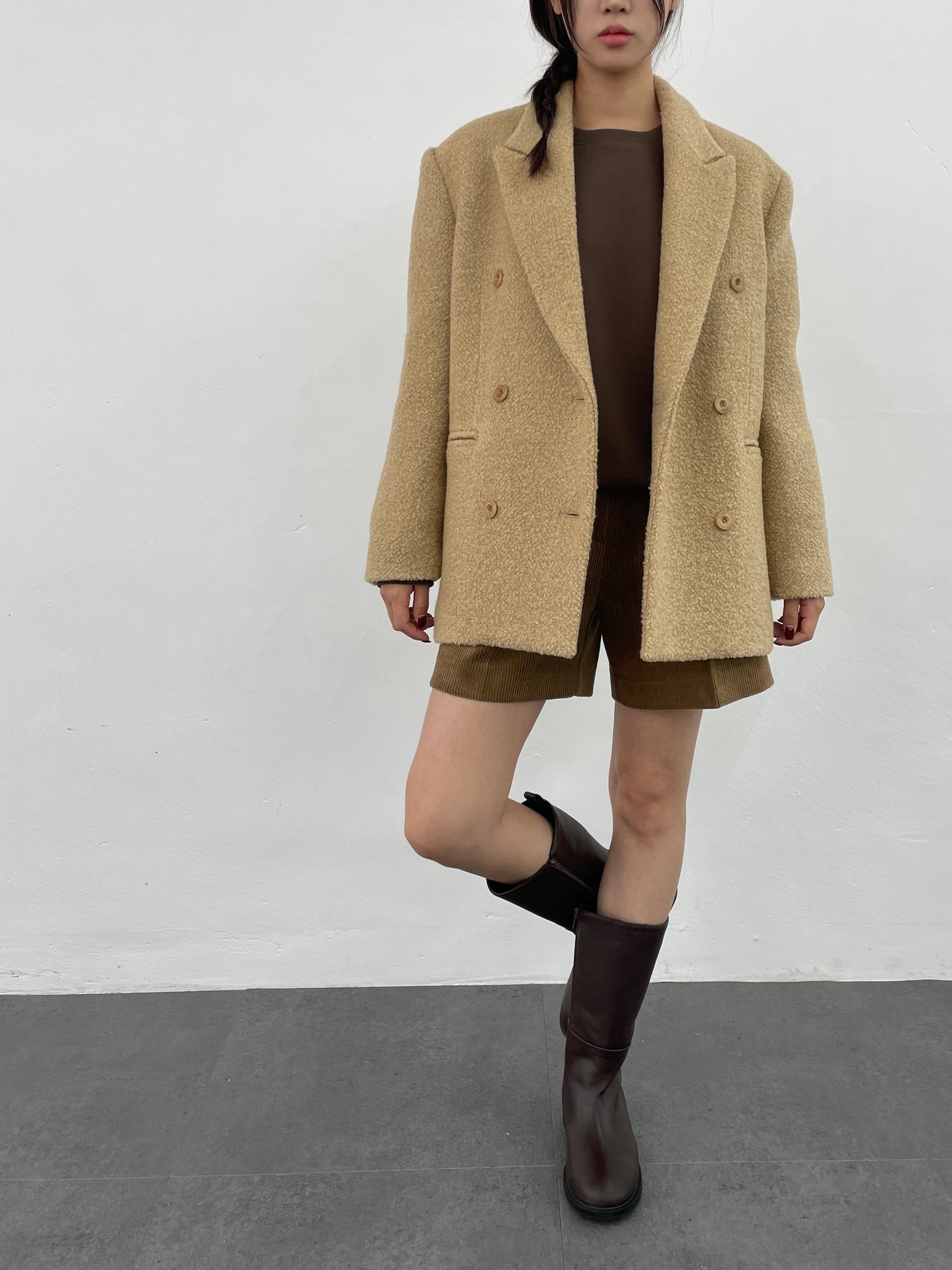 Alpaca Wool Boucle Blazer Coat