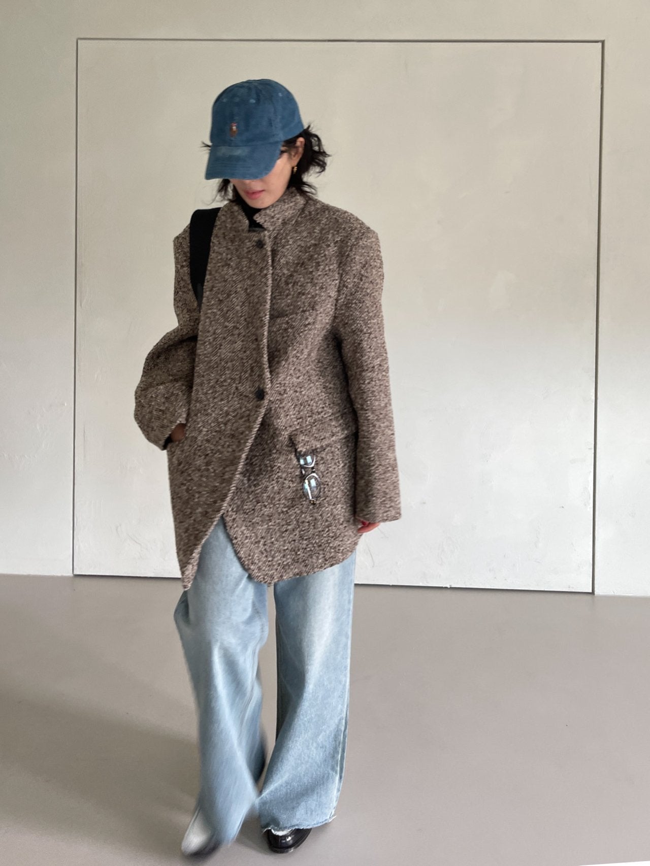 Wool Herringbone Blazer Coat