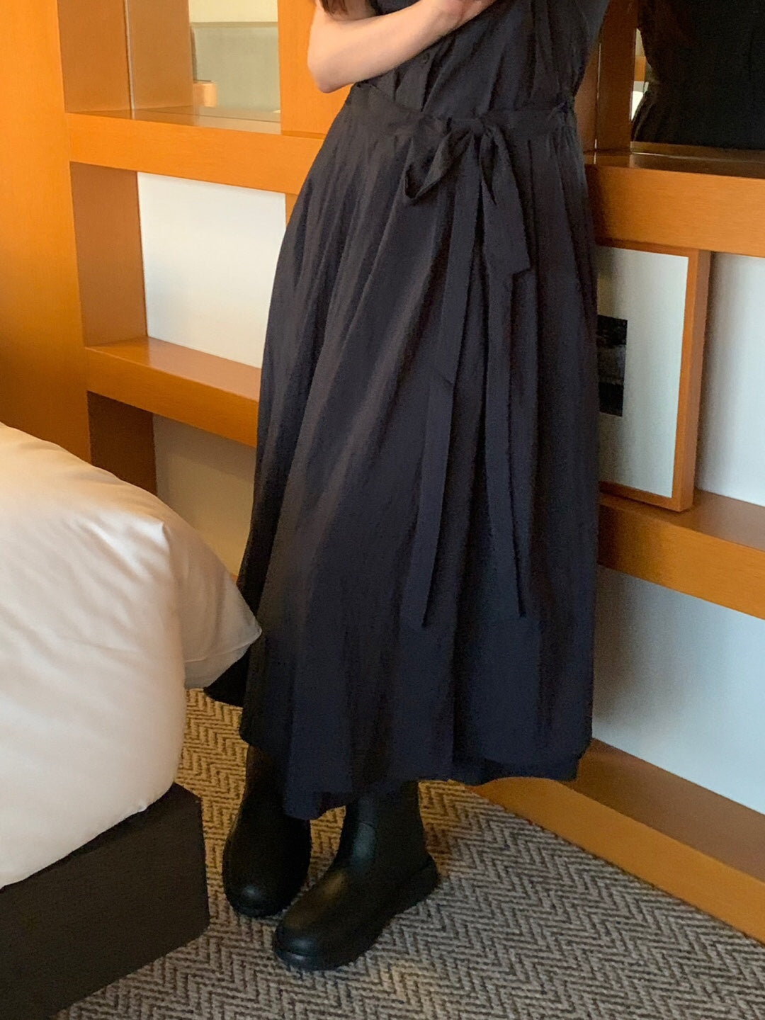 <ABI + ABI Black>Layered Wrap Shirt Dress