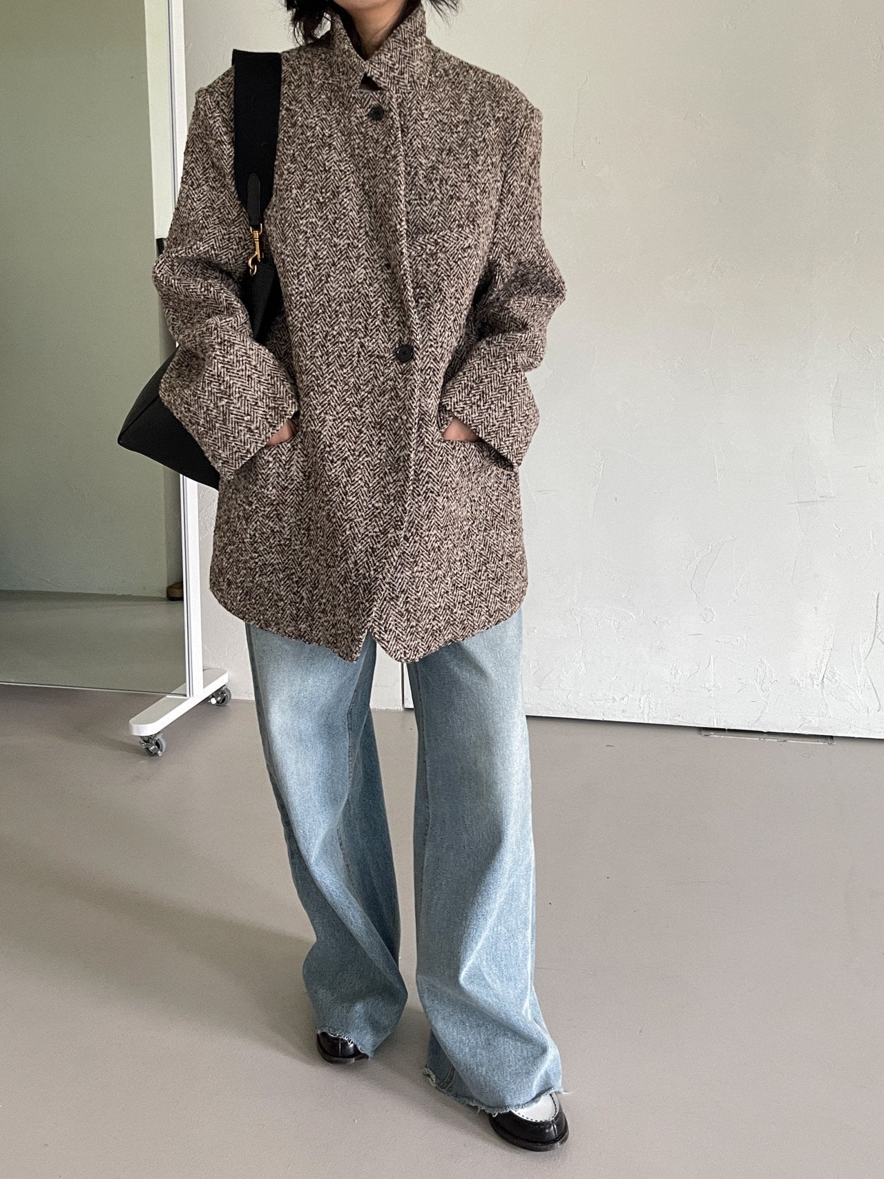 Wool Herringbone Blazer Coat