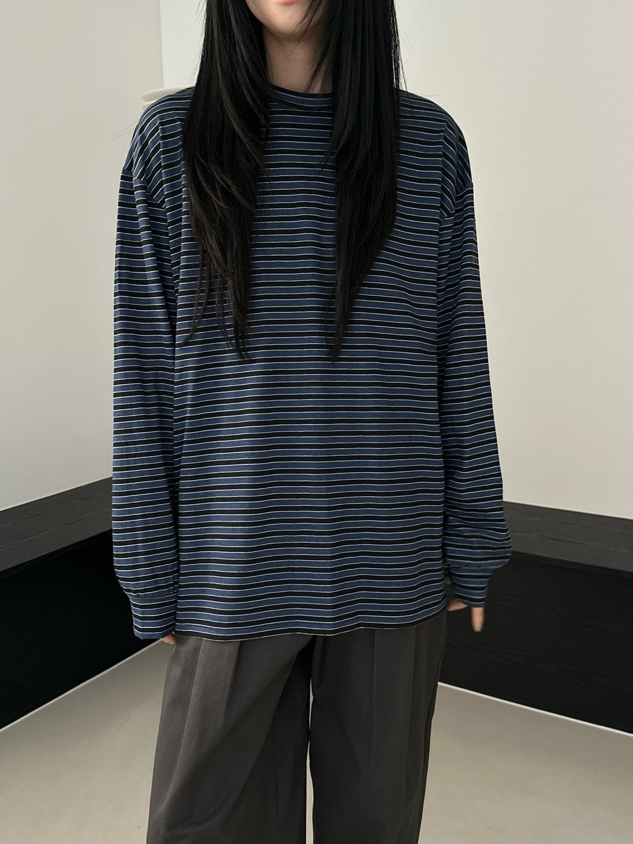 <Essential> Cotton Stripe Boyfriend T