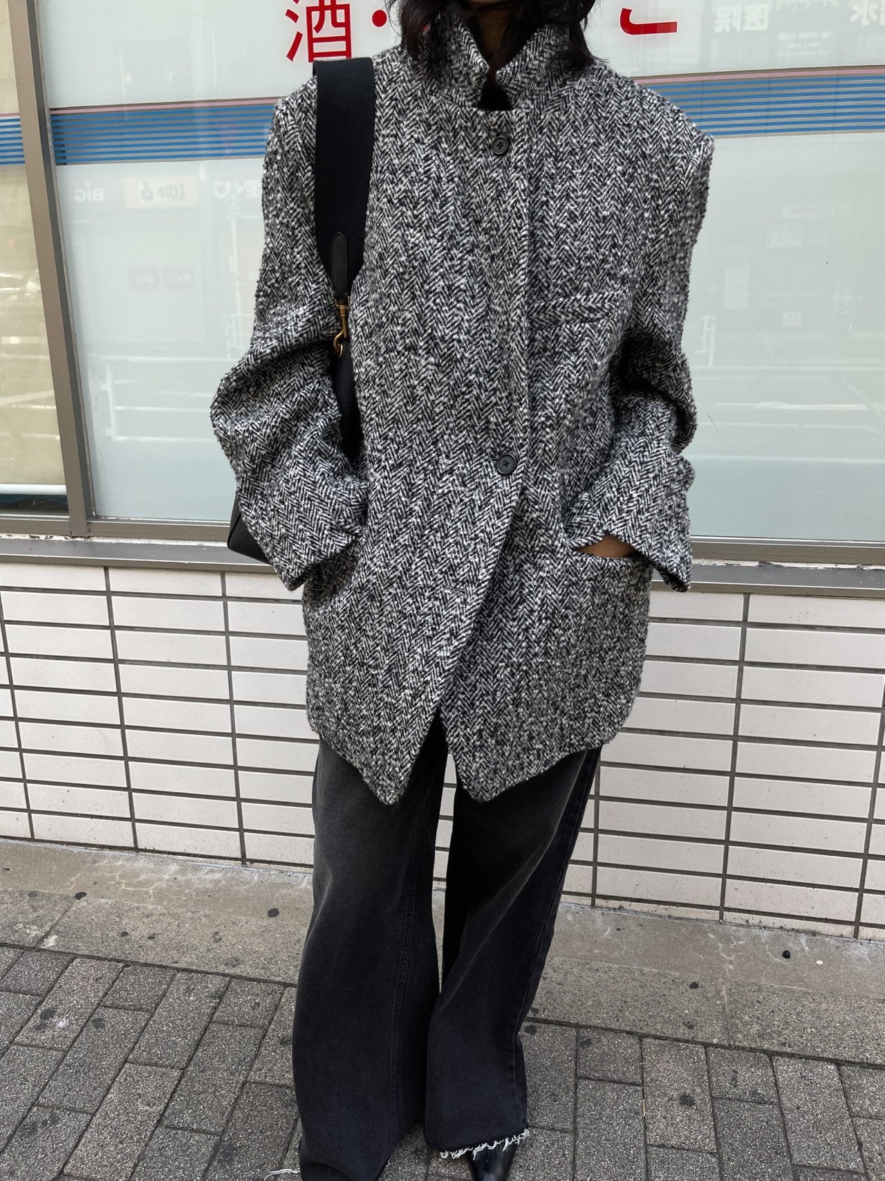 Wool Herringbone Blazer Coat