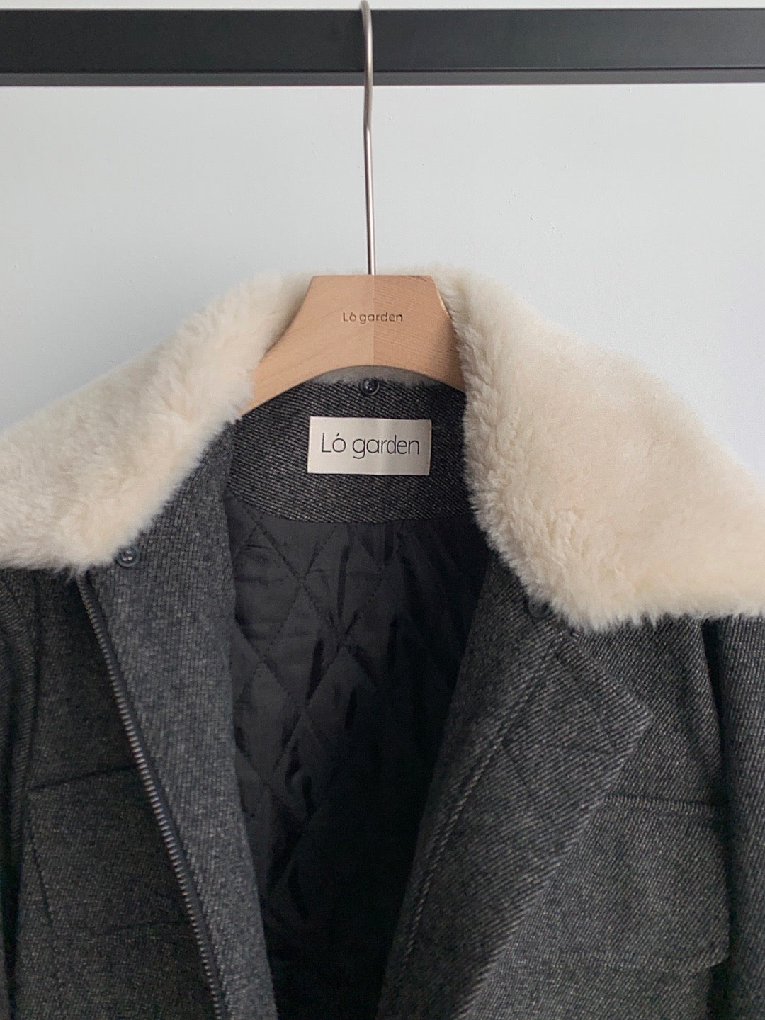 Wool Twill Jacket with Wool Fleece Collar - 1 left in CHarcoal
