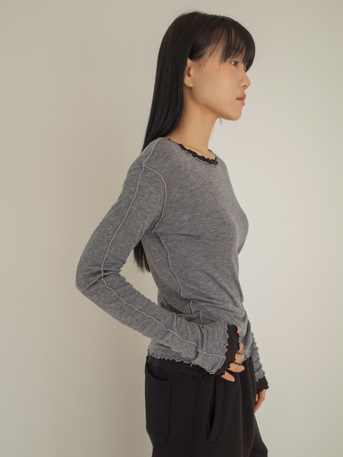<Essential> Wave Edge Long Sleeve T - Best seller