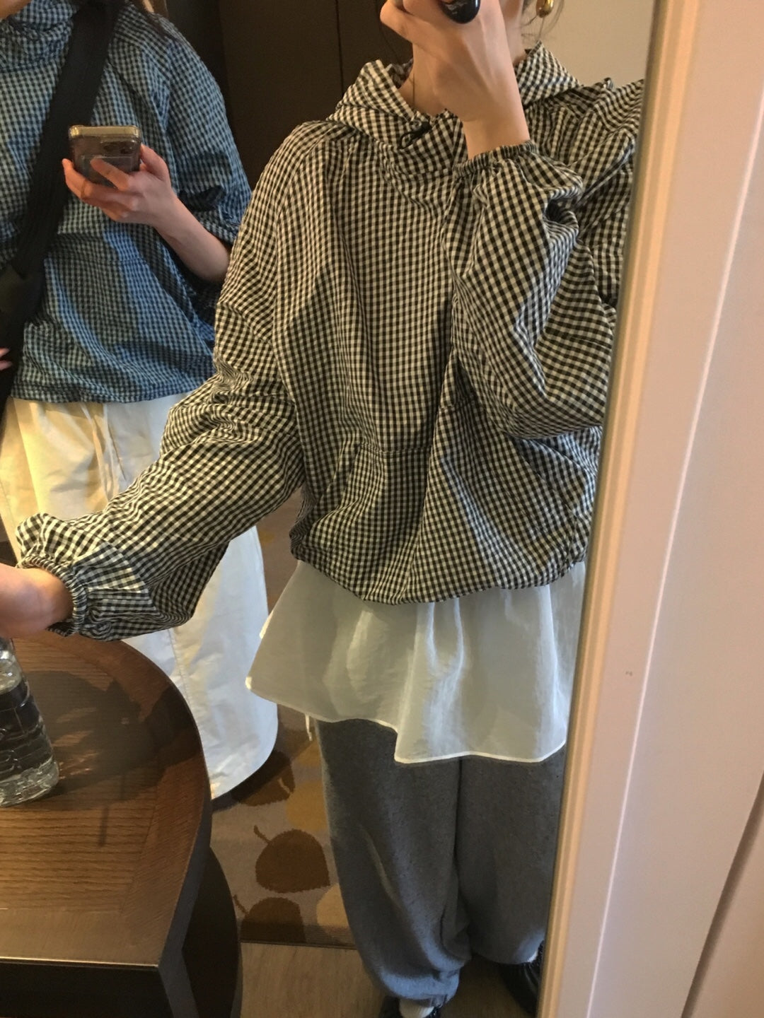 Gingham Nylon Windbreaker