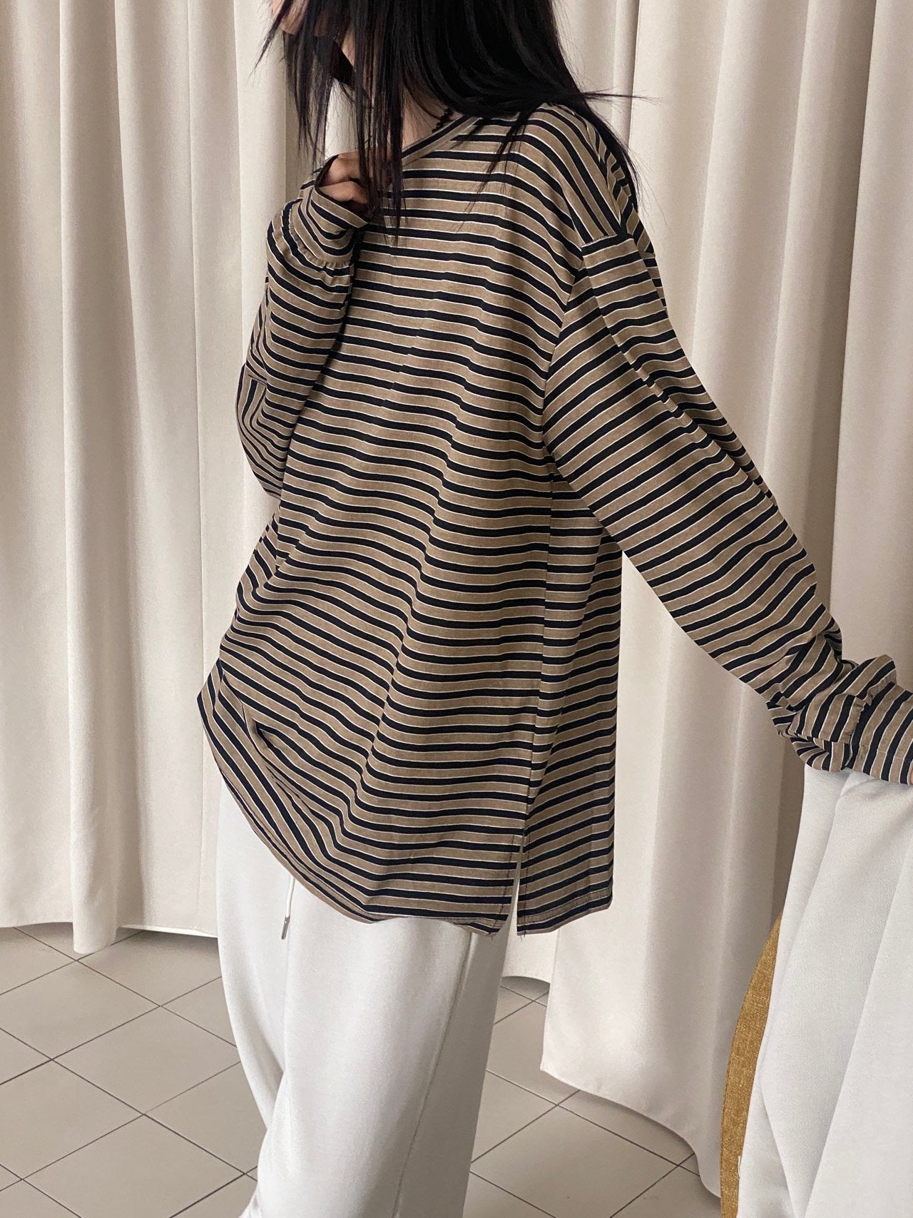 <Essential> Cotton Stripe Boyfriend T