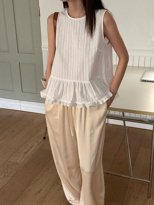 <Essential> Cotton Dobby Peplum Top