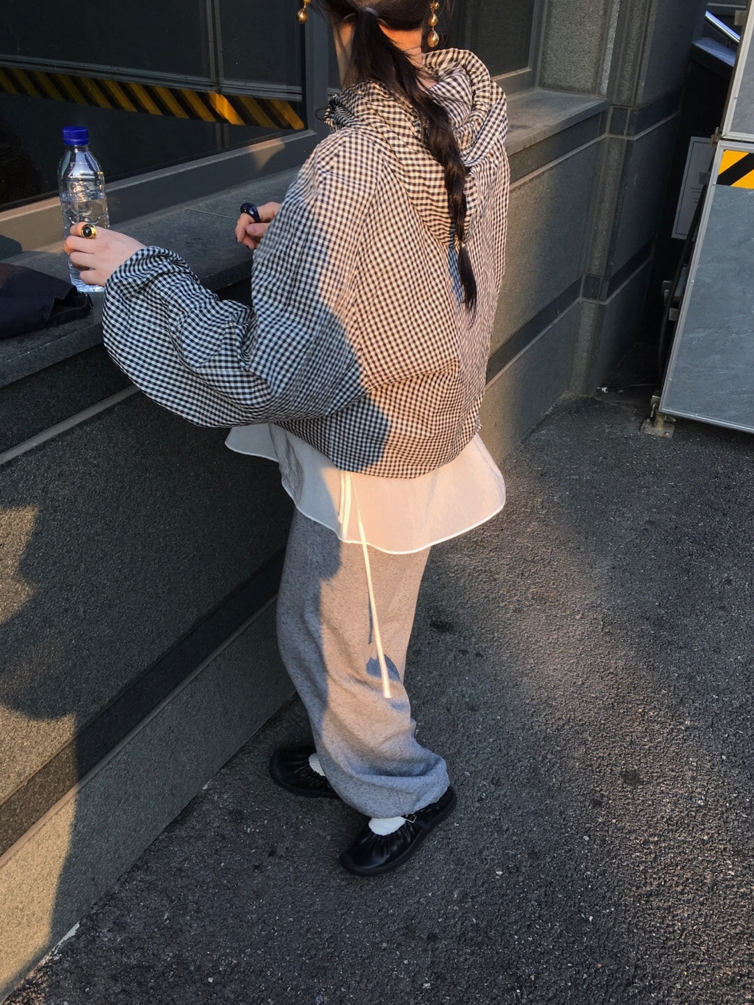 Gingham Nylon Windbreaker
