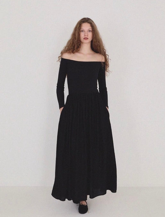 Off Shoulder Combo Maxi Dress