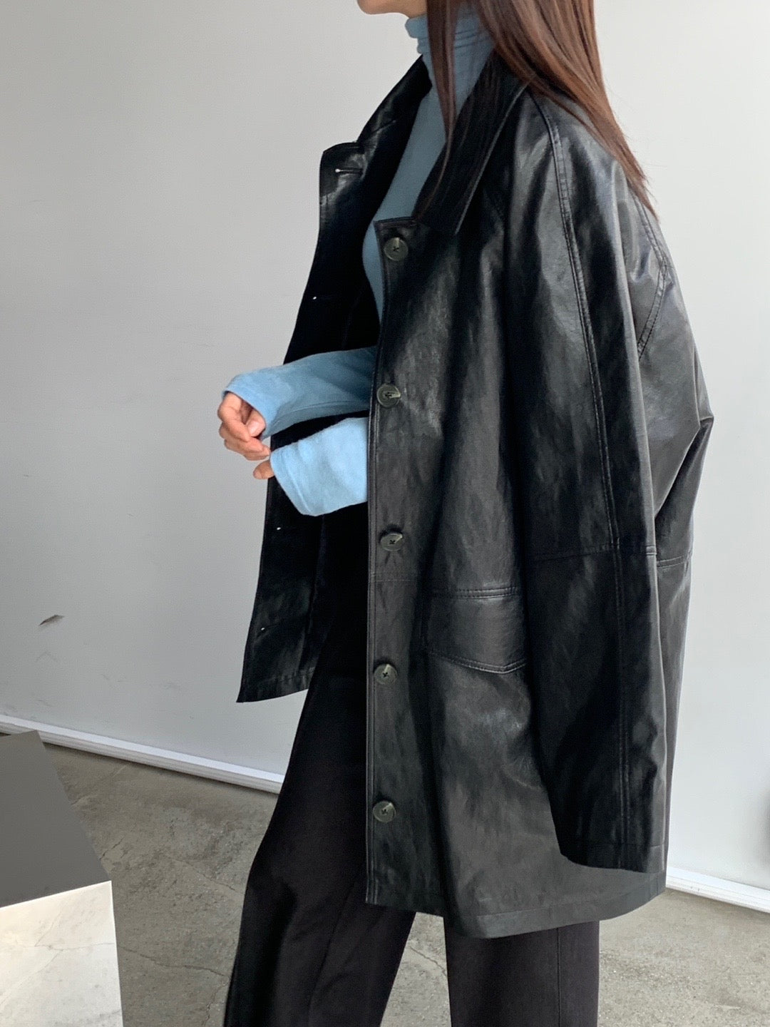 Faux Leather Duster