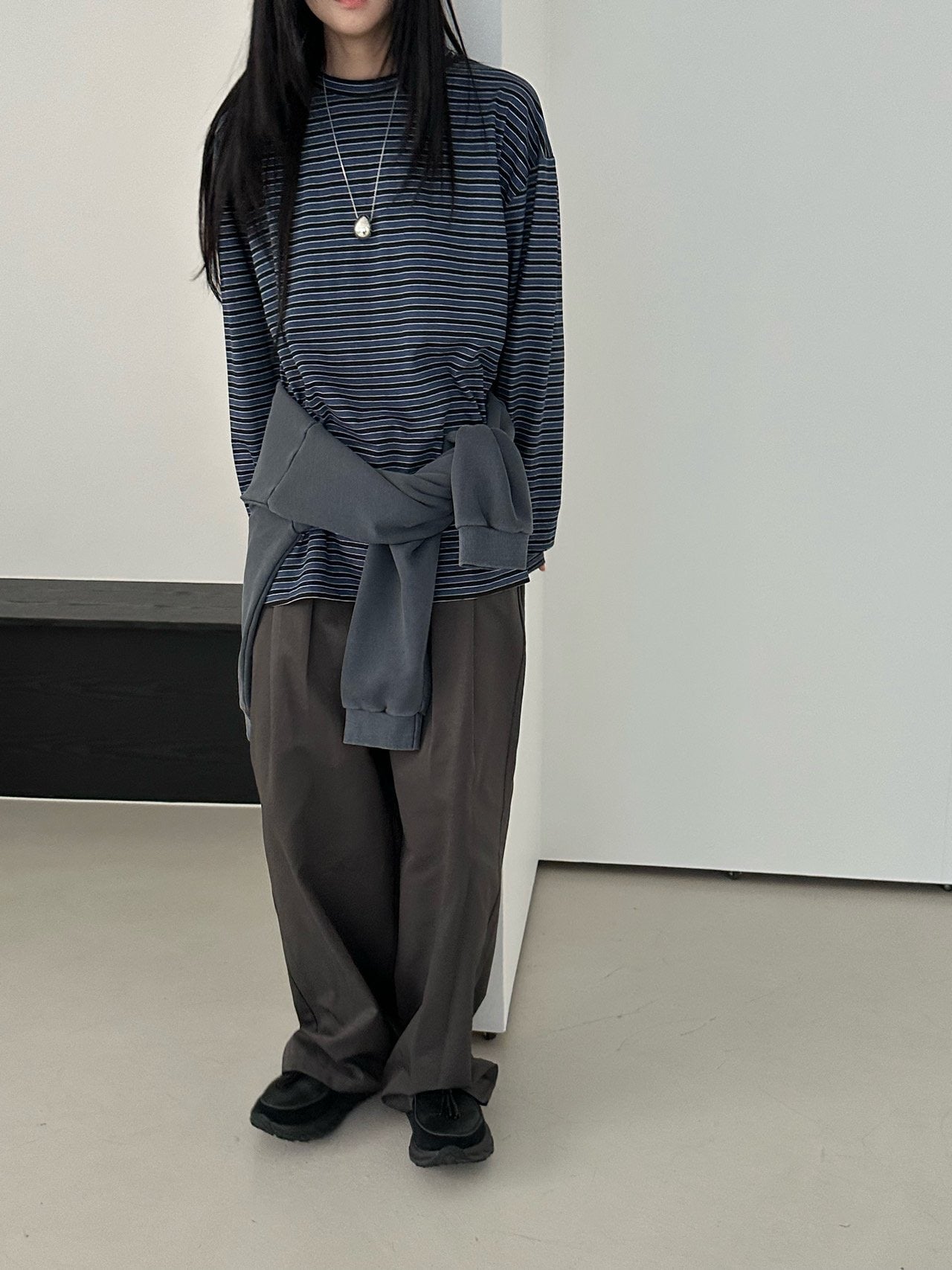 <Essential> Cotton Stripe Boyfriend T
