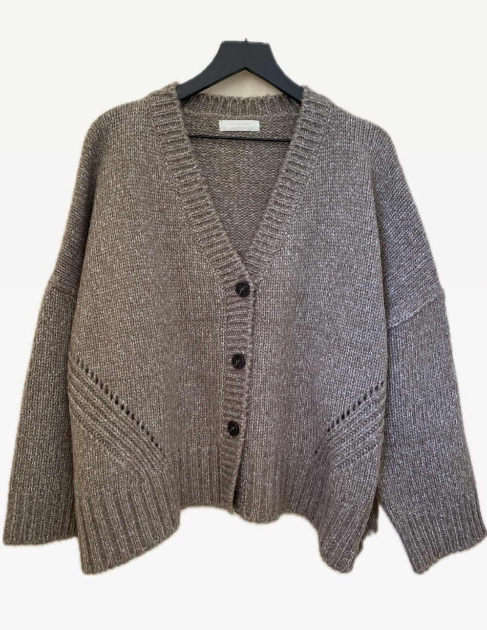 Wool Boxy Pointelle Cardigan