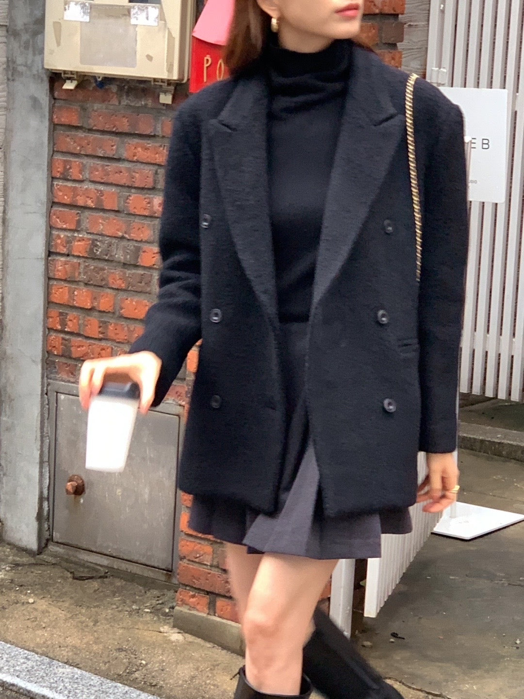 Alpaca Wool Boucle Blazer Coat