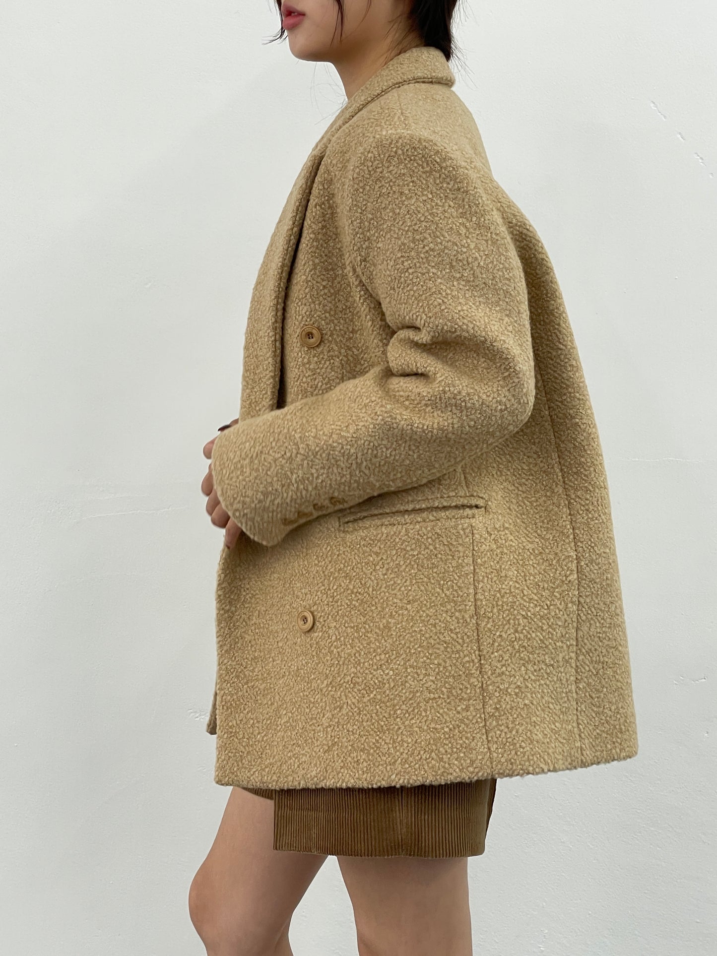 Alpaca Wool Boucle Blazer Coat