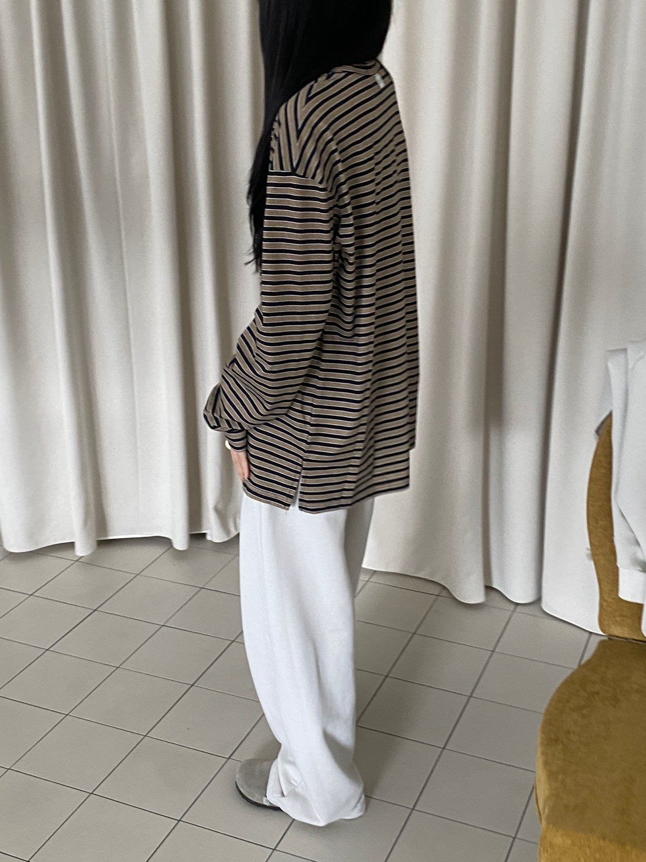 <Essential> Cotton Stripe Boyfriend T
