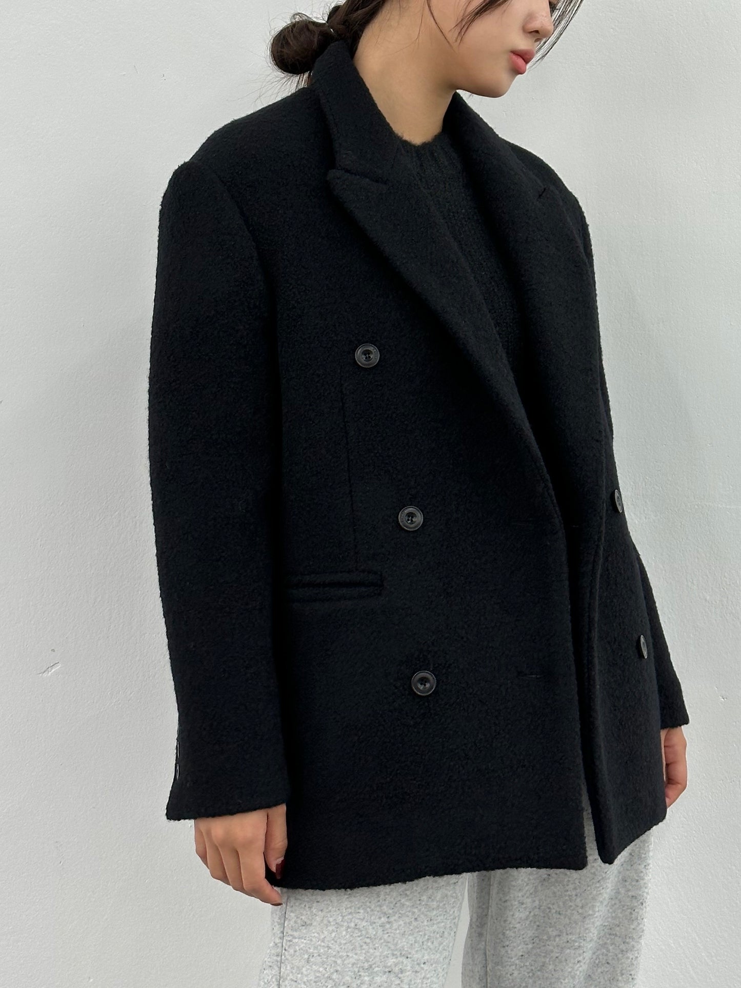 Alpaca Wool Boucle Blazer Coat
