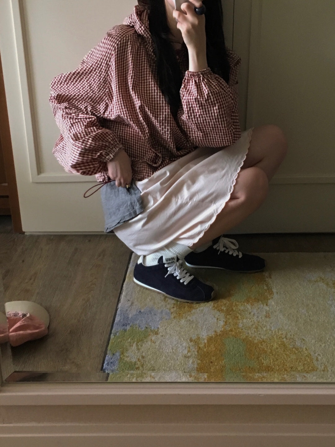 Gingham Nylon Windbreaker