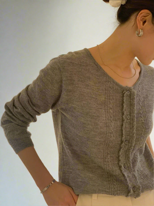 Sheer Baby Alpaca Frill Cardigan