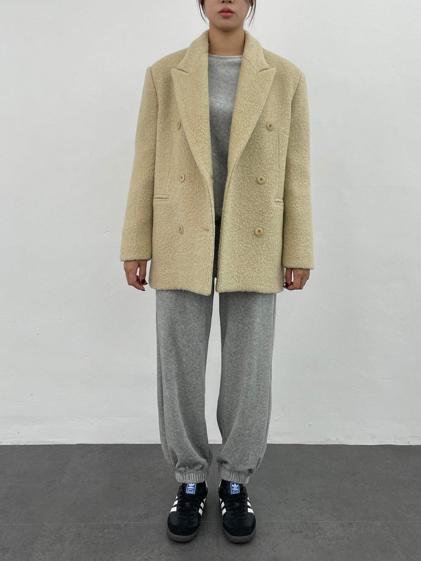 Alpaca Wool Boucle Blazer Coat