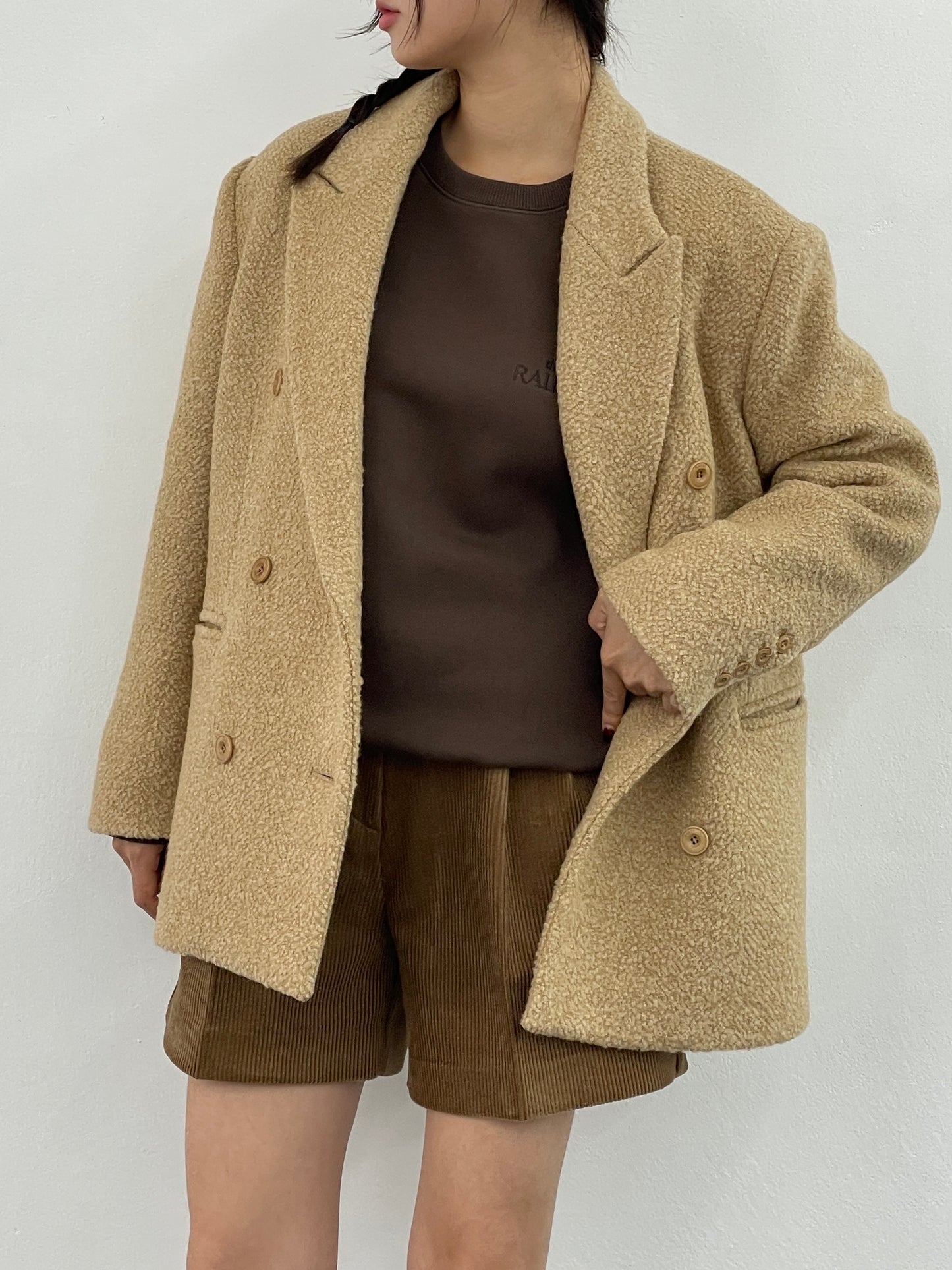 Alpaca Wool Boucle Blazer Coat