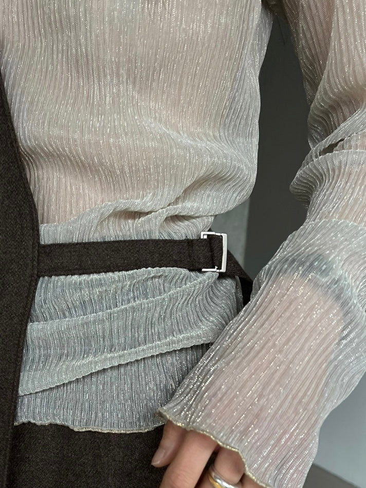 Sparkle Sheer Turtleneck Shirt