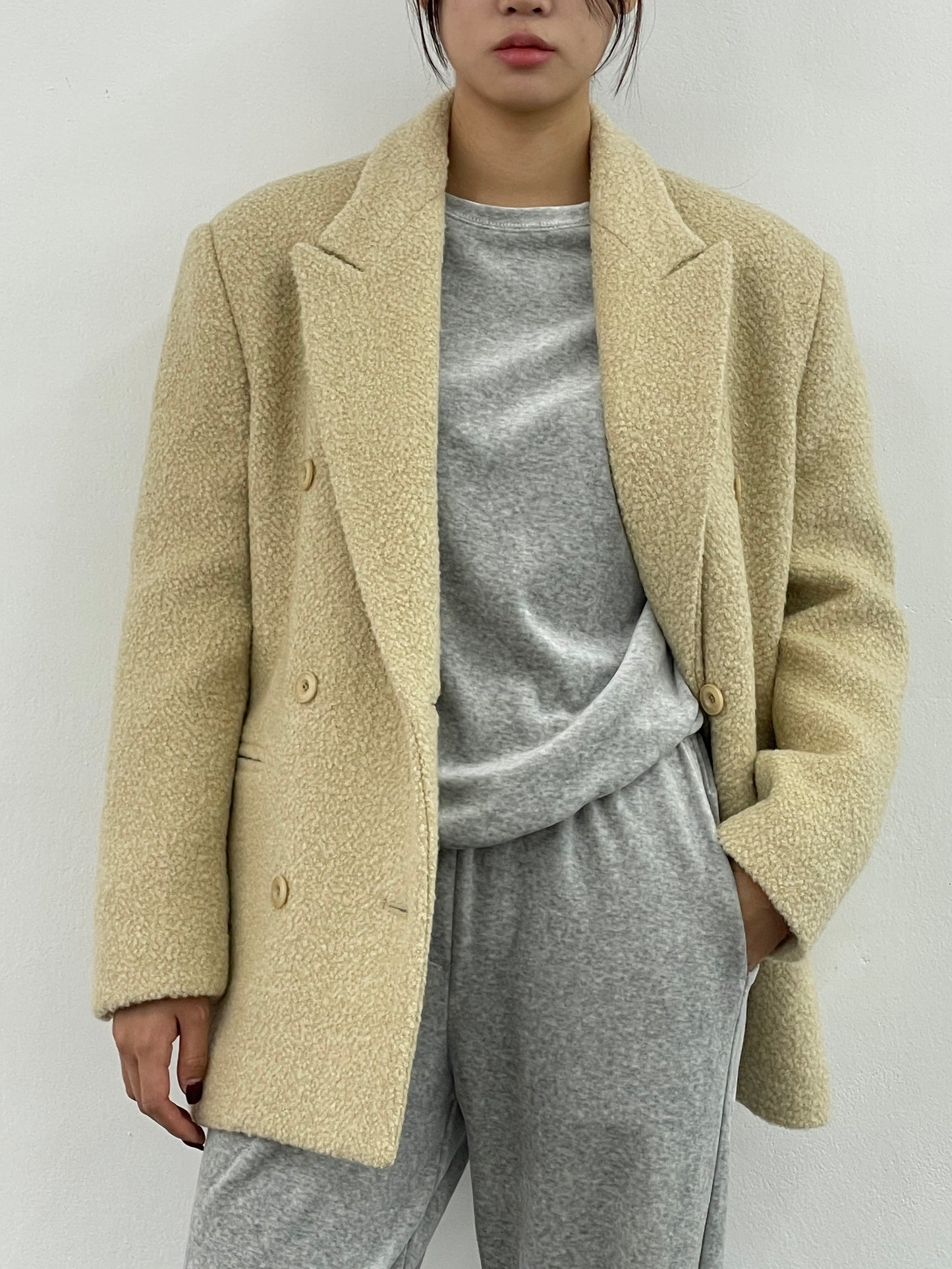 Alpaca Wool Boucle Blazer Coat