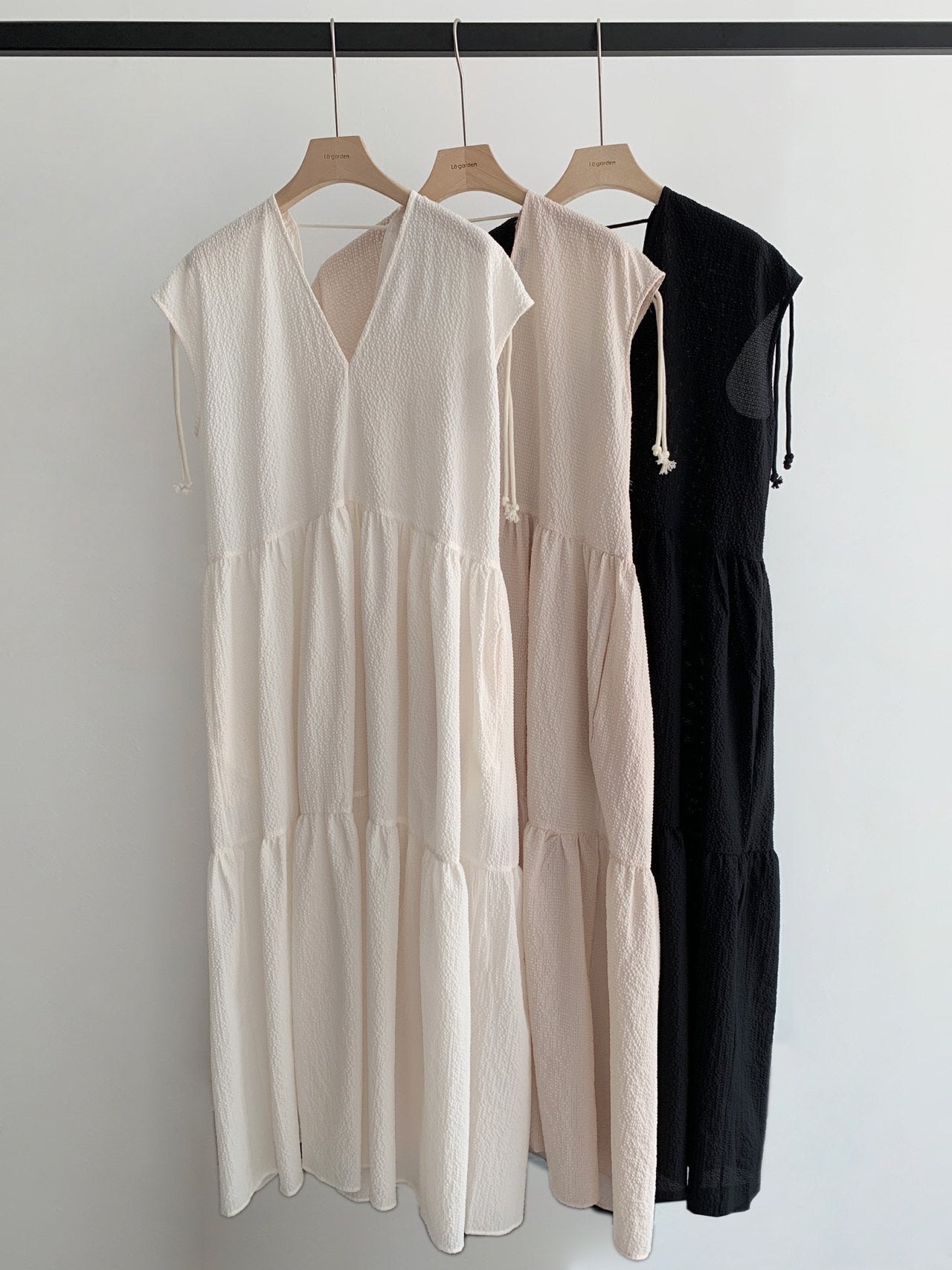 <Black Label> Rayon Dobby Maxi Dress