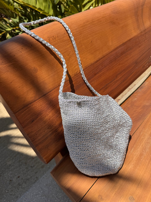 Handmade Silver Knit Bag