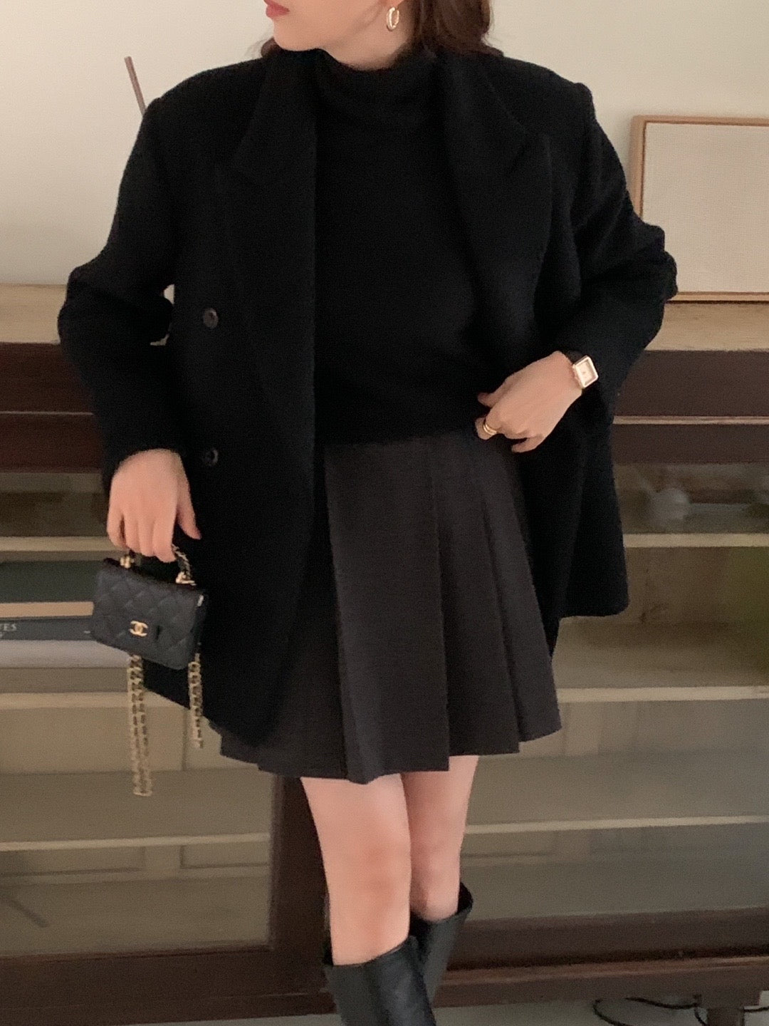 Alpaca Wool Boucle Blazer Coat