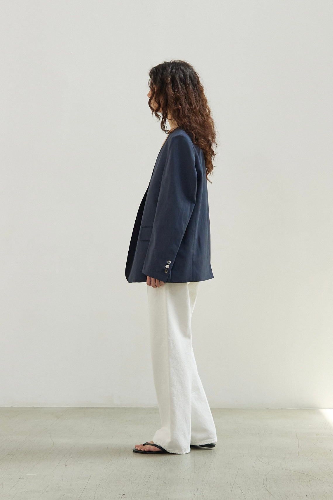 Cotton / Linen No Collar Blazer