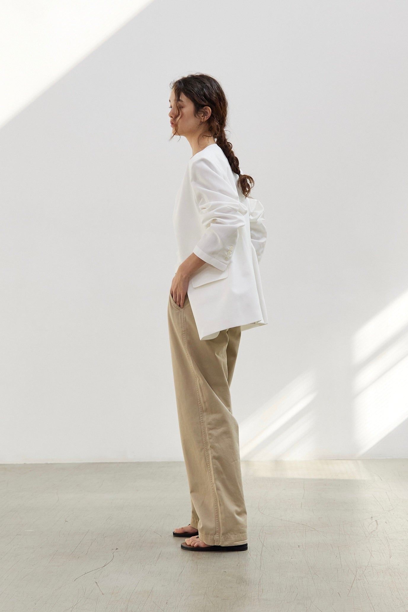 Cotton / Linen No Collar Blazer