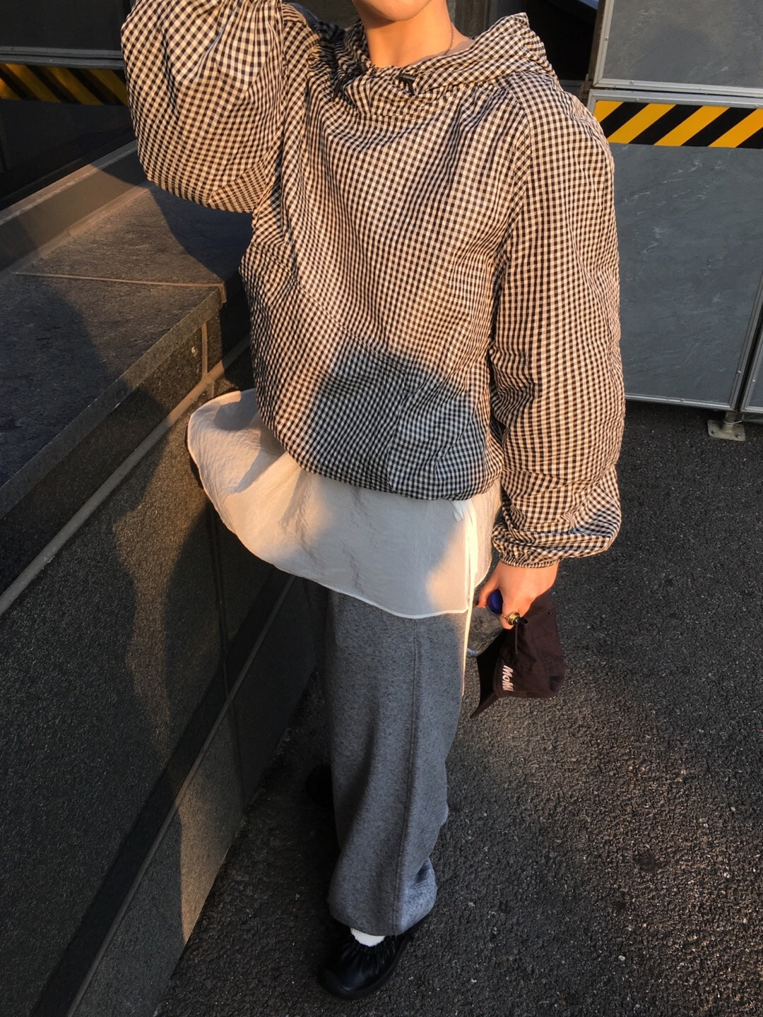 Gingham Nylon Windbreaker