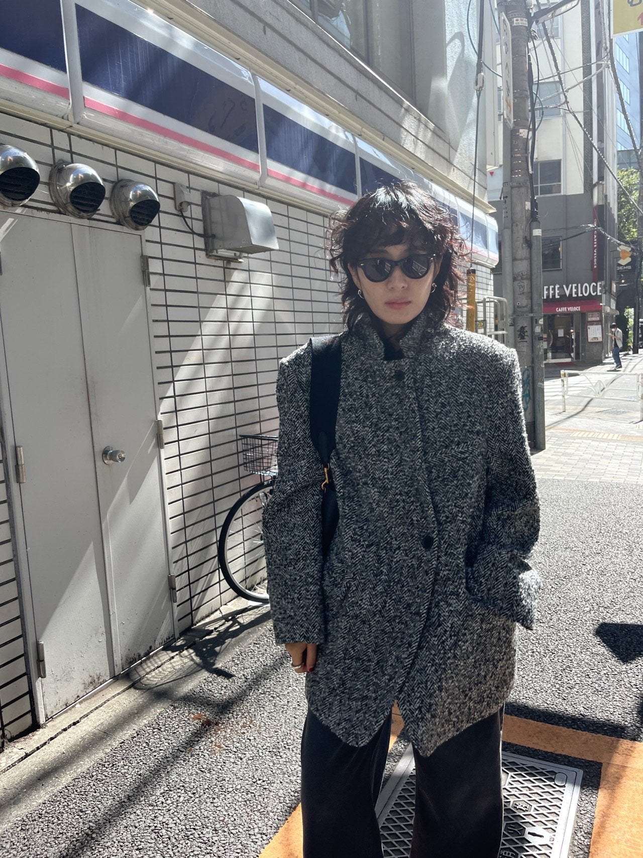 Wool Herringbone Blazer Coat