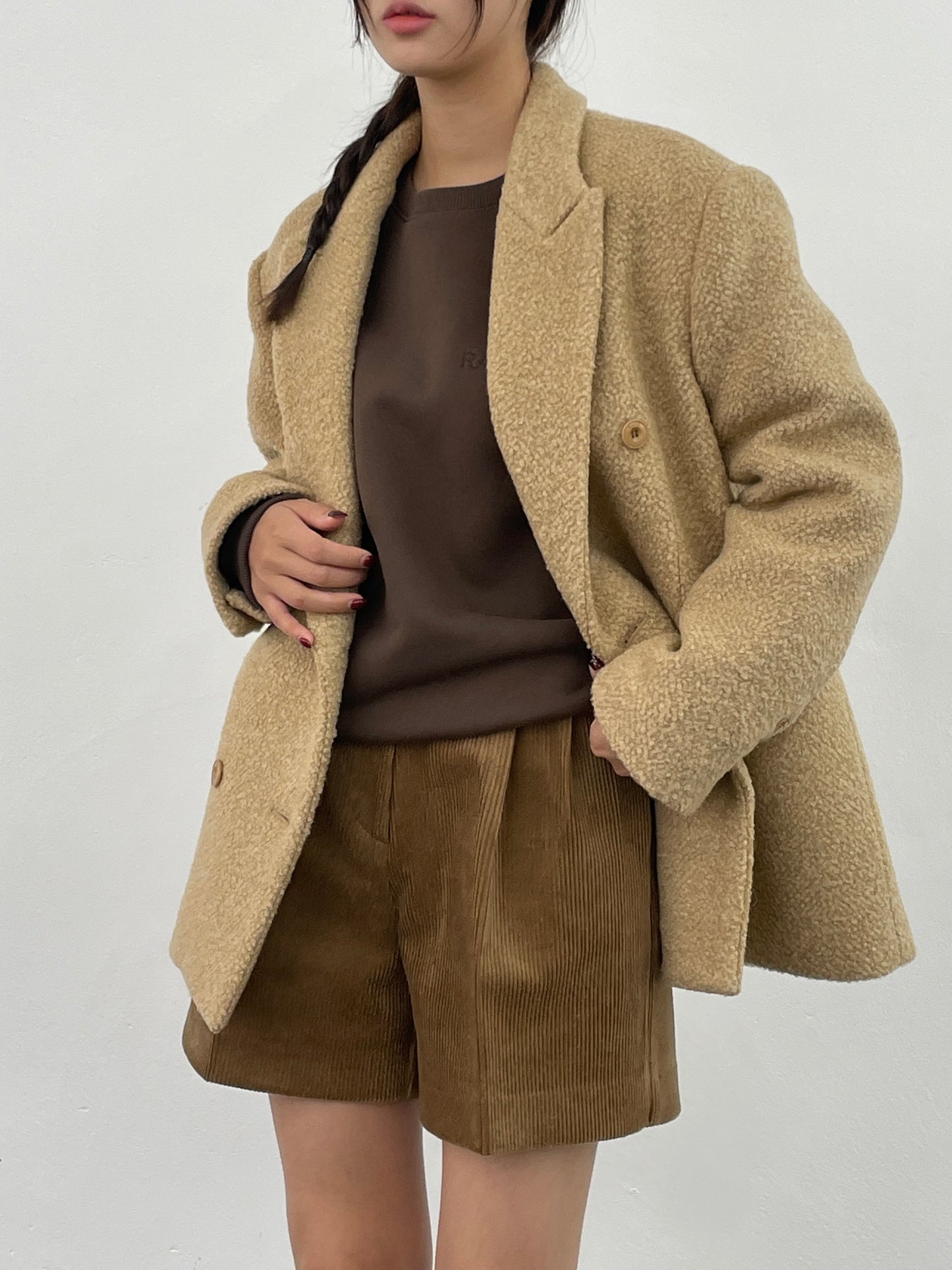 Alpaca Wool Boucle Blazer Coat