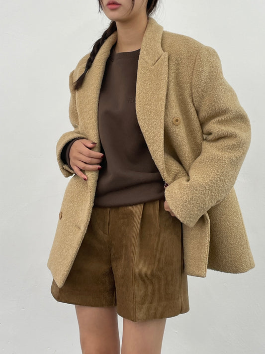 Alpaca Wool Boucle Blazer Coat