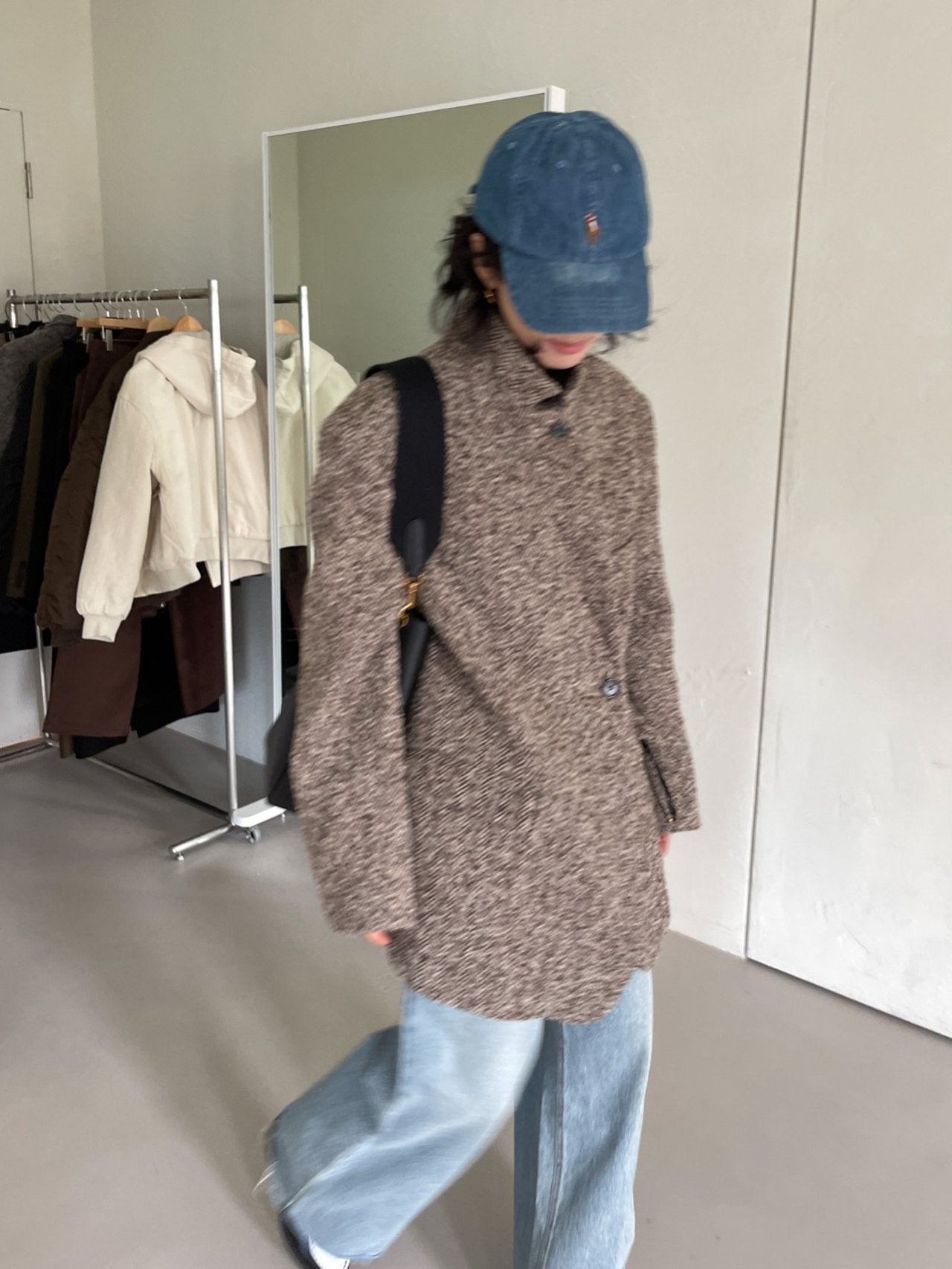 Wool Herringbone Blazer Coat