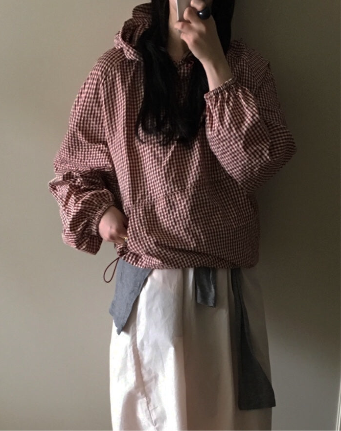 Gingham Nylon Windbreaker