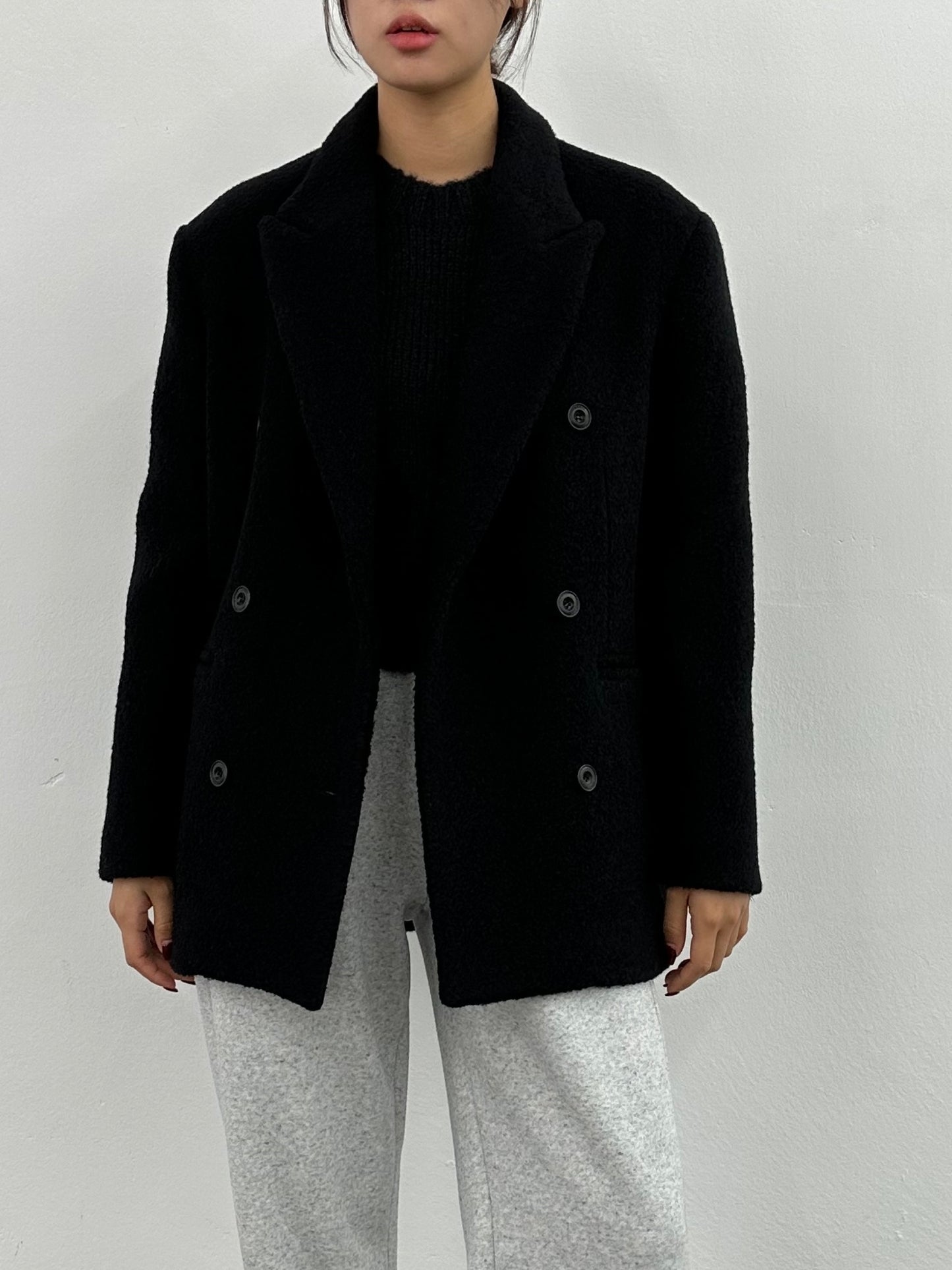 Alpaca Wool Boucle Blazer Coat
