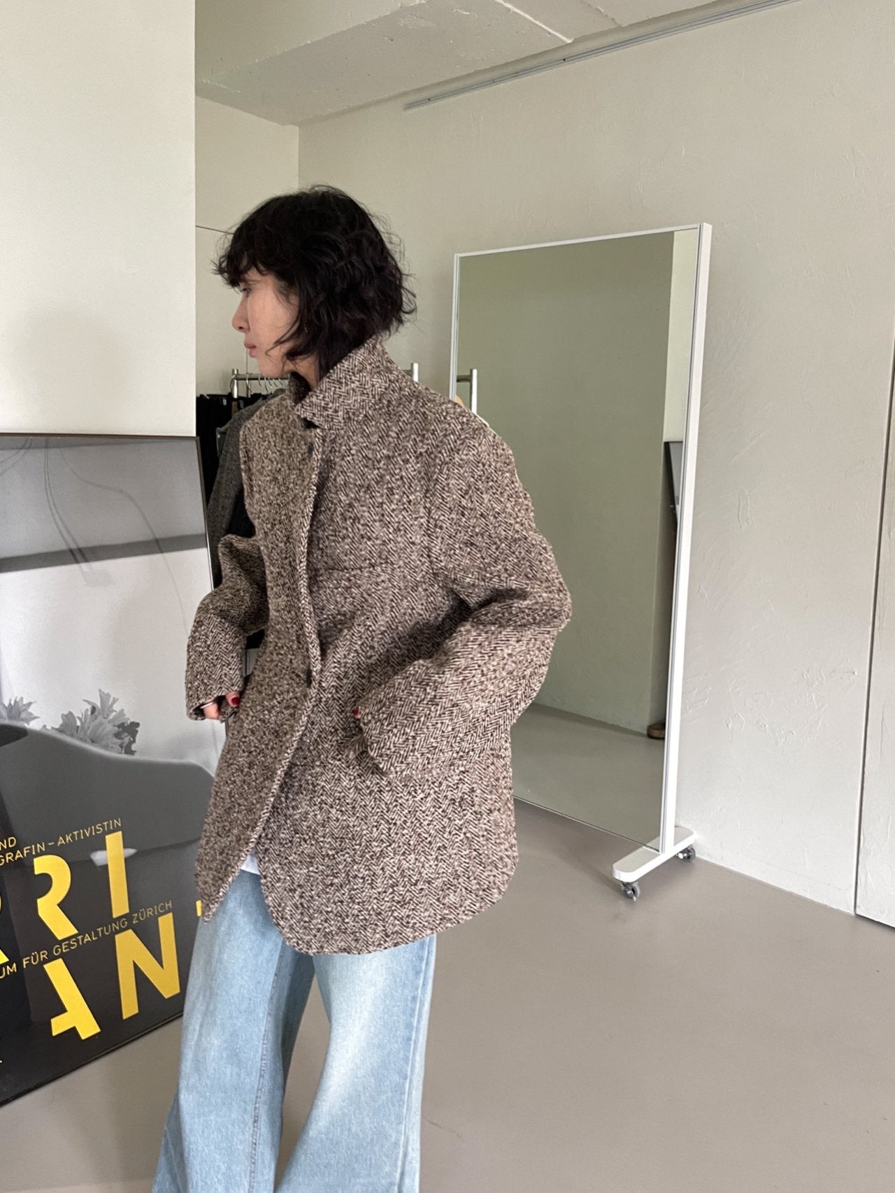 Wool Herringbone Blazer Coat