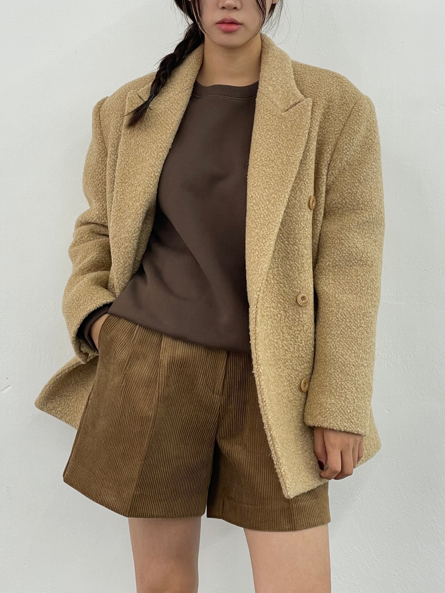 Alpaca Wool Boucle Blazer Coat