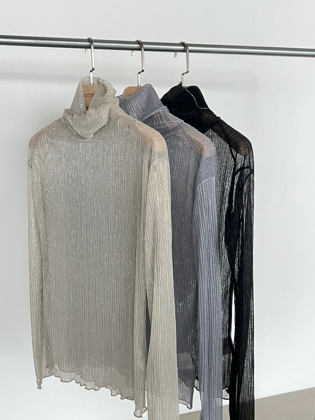 Sparkle Sheer Turtleneck Shirt