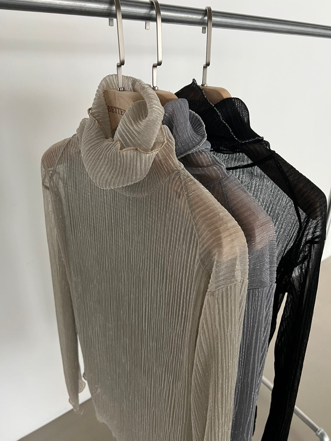 Sparkle Sheer Turtleneck Shirt