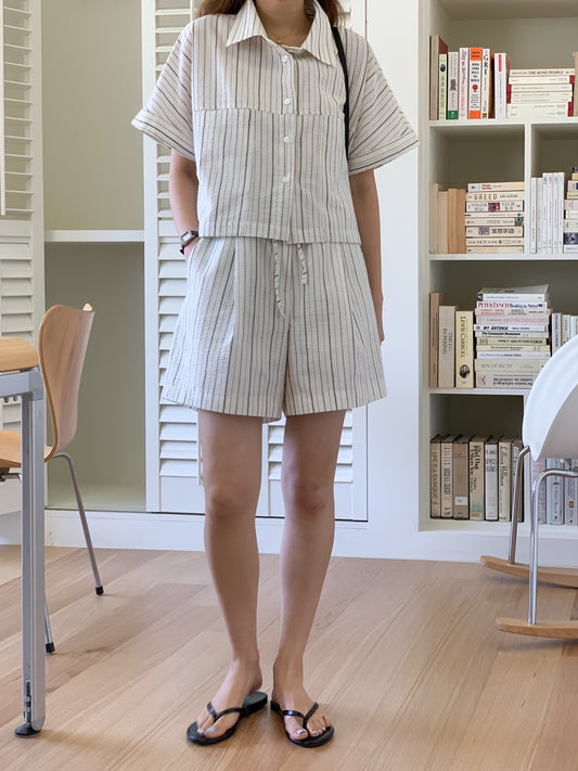 Seersucker Crop Shirt